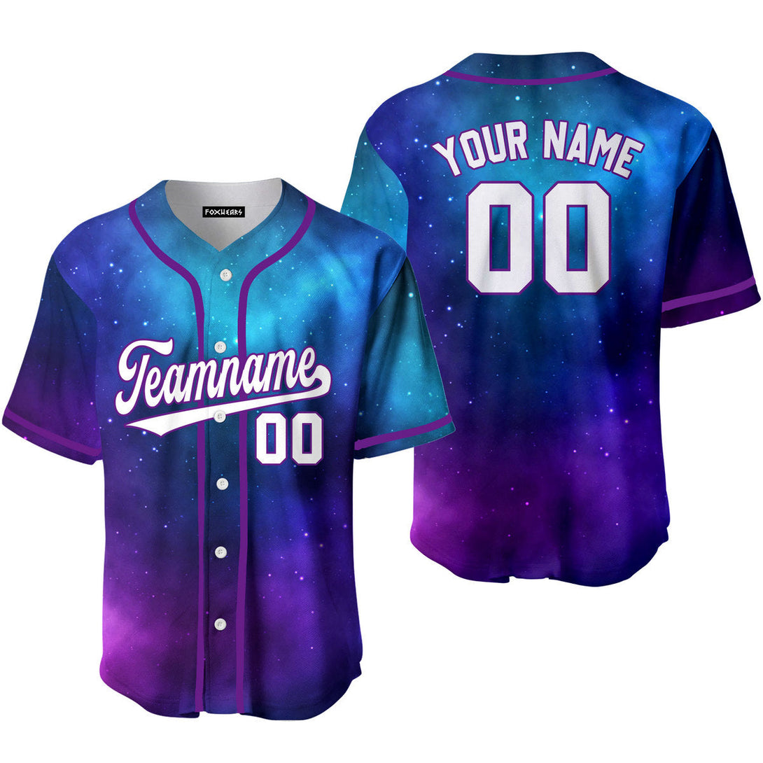 Custom Fantasy Galaxy Pattern White Purple Custom Baseball Jerseys For Men & Women