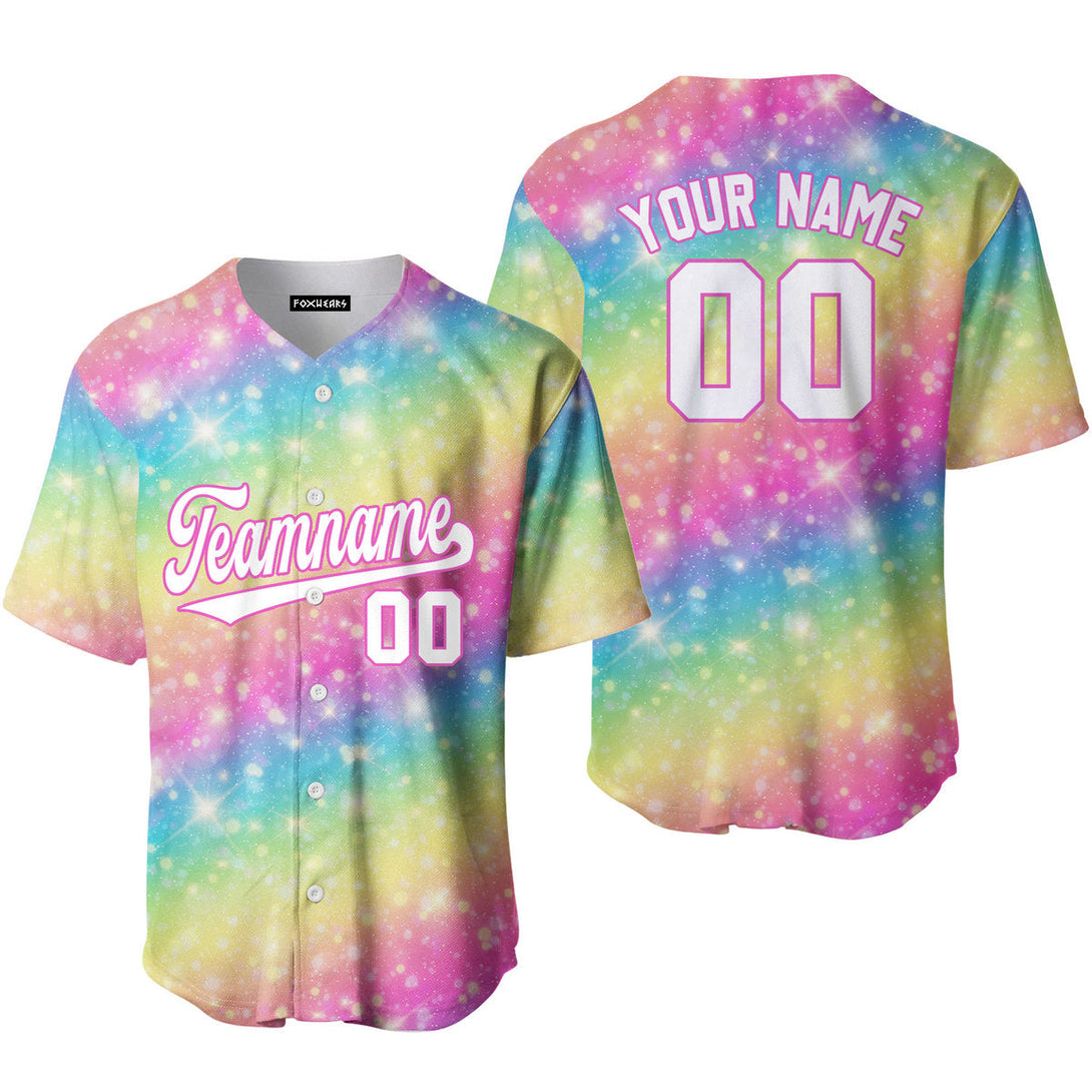 Custom Fantasy LGBT Rainbow Pattern White Pink Custom Baseball Jerseys For Men & Women