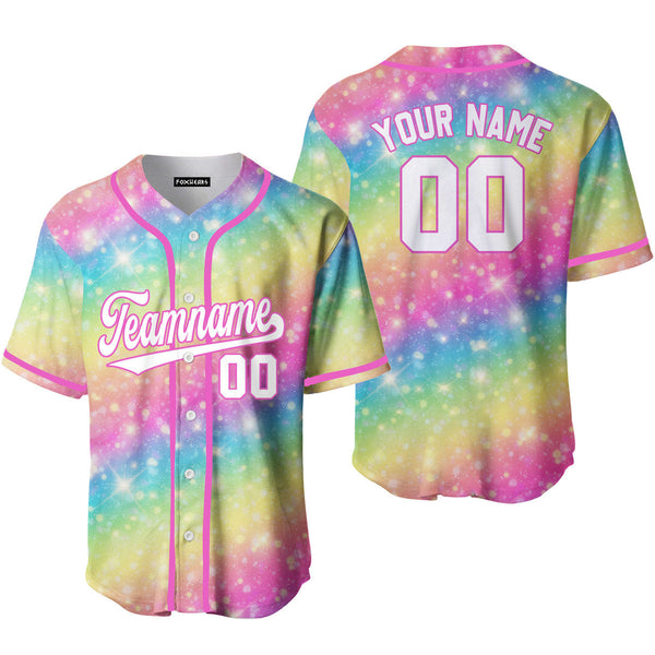 Custom Fantasy LGBT Rainbow Pattern White Pink Custom Baseball Jerseys For Men & Women