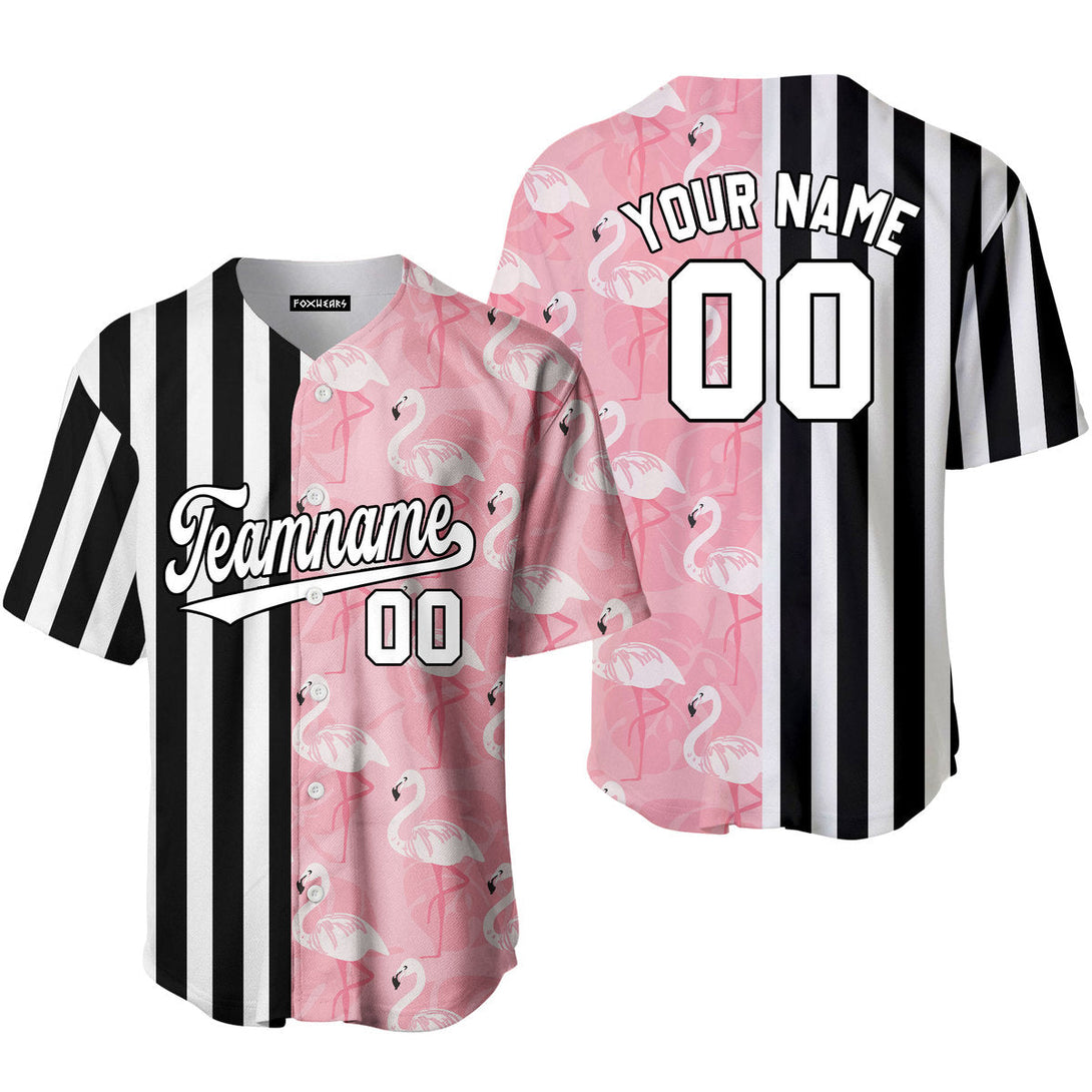 Custom Flamingo Black Stripe White - Black Split Fashion Baseball Jerseys For Men & Women