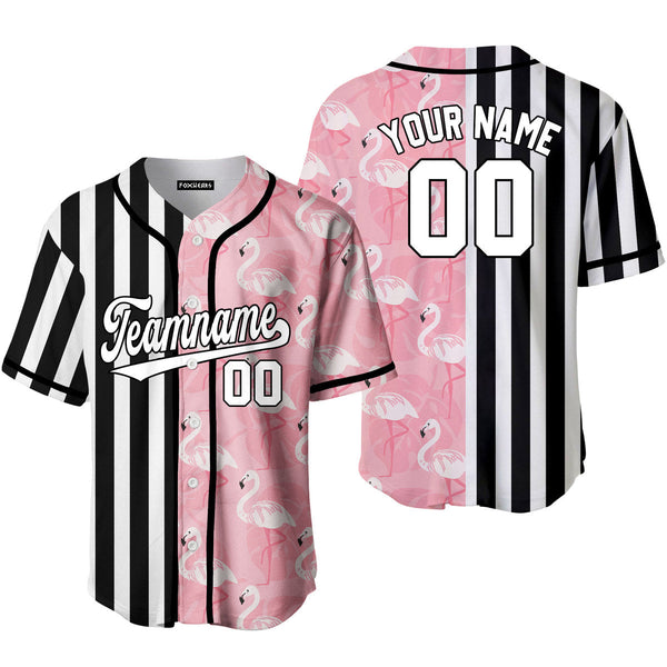 Custom Flamingo Black Stripe White - Black Split Fashion Baseball Jerseys For Men & Women