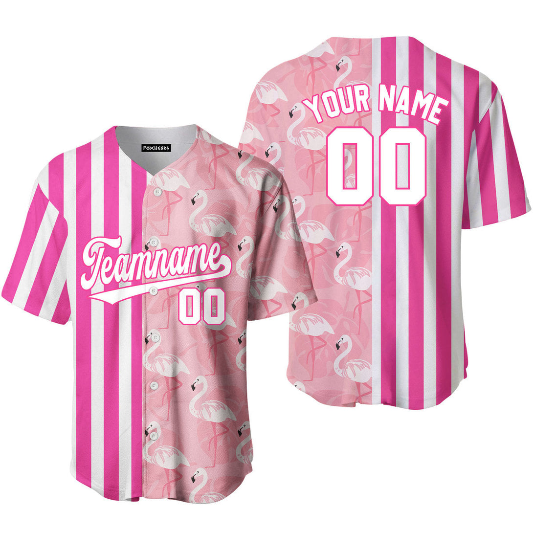Custom Flamingo Pink Pinstripe White-Pink Split Fashion Baseball Jerseys For Men & Women
