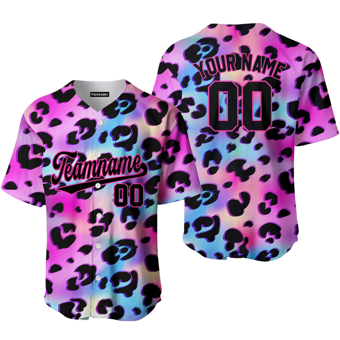 Custom Galaxy Leopard Pattern Black Pink Custom Baseball Jerseys For Men & Women
