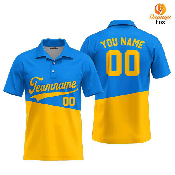 Custom Gold And Blue Custom Polo Shirt For Men