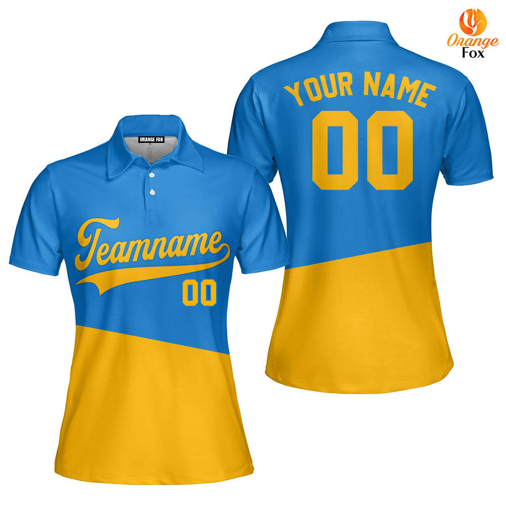 Custom Gold And Blue Custom Polo Shirt For Men