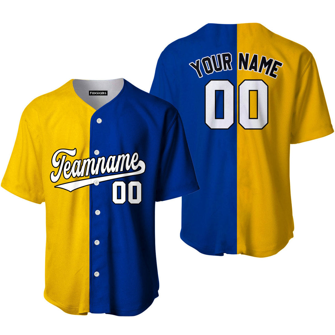 Custom Gold Blue Royal Black Split Fashion Baseball Jerseys For Men & Women