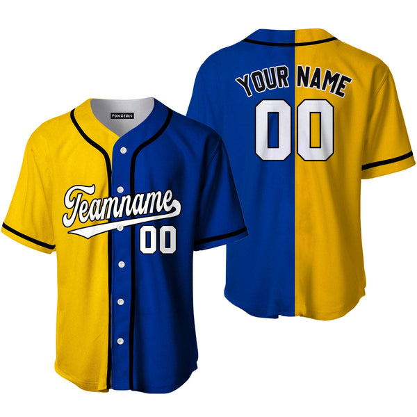 Custom Gold Blue Royal Black Split Fashion Baseball Jerseys For Men & Women