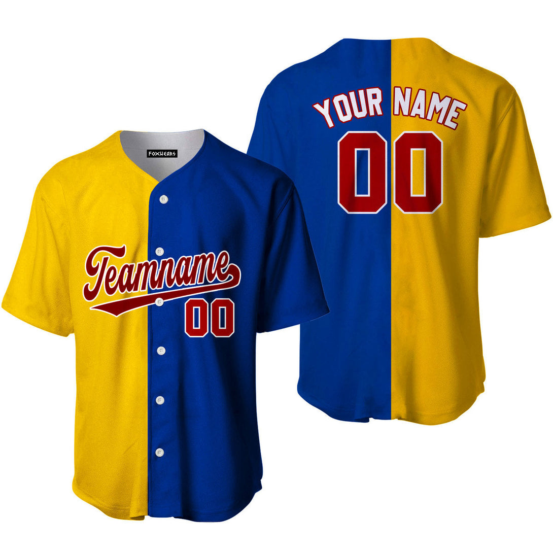 Custom Gold Blue Royal Crimson Split Fashion Baseball Jerseys For Men & Women