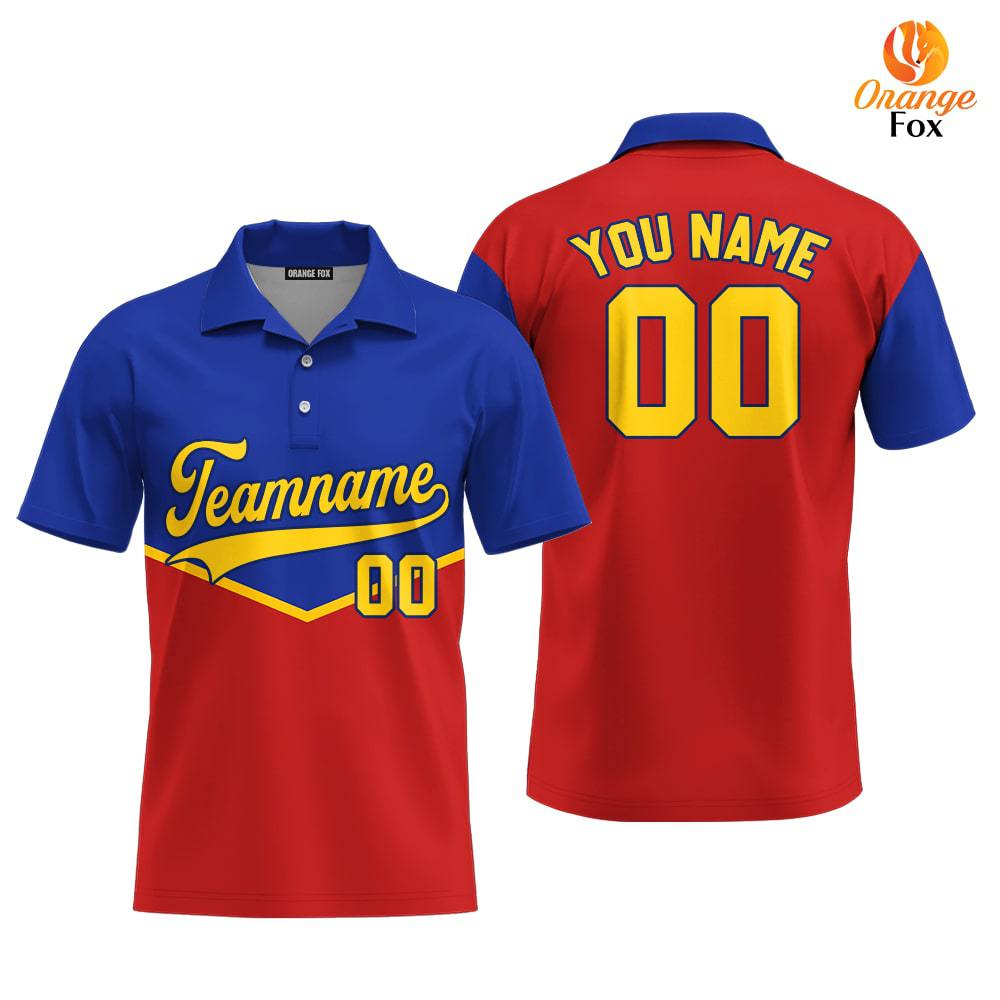 Custom Gold Blue Yellow Pipping Custom Polo Shirt For Men