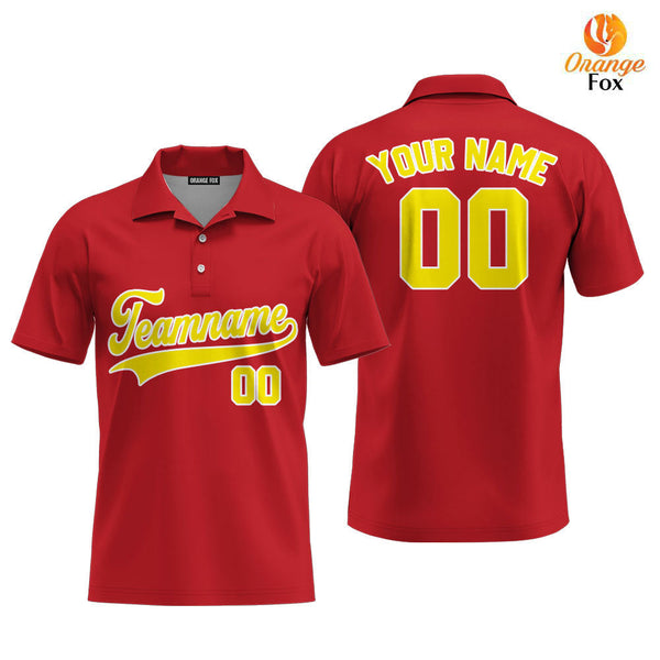 Custom Gold White And Red Custom Polo Shirt For Men