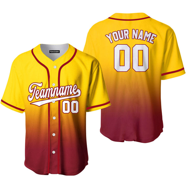 Custom Gold White Crimson Fade Fashion Baseball Jerseys For Men & Women