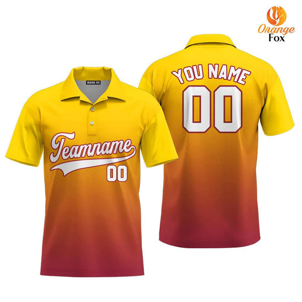 Custom Gold White Crimson Fade Fashion Custom Polo Shirt For Men