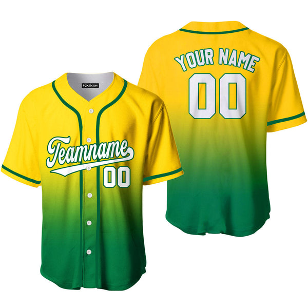 Custom Gold White Kelly Green Fade Fashion Baseball Jerseys For Men & Women