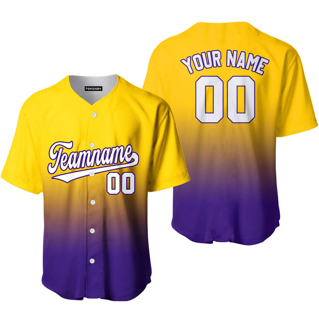 Custom Gold White Purple Fade Fashion Baseball Jerseys For Men & Women