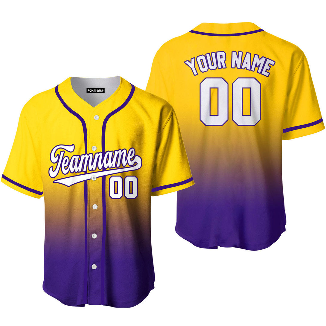 Custom Gold White Purple Fade Fashion Baseball Jerseys For Men & Women