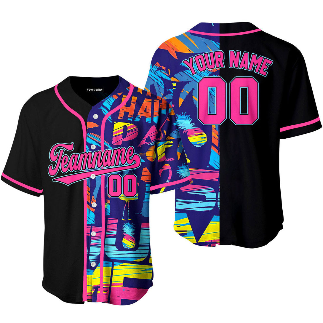 Custom Graffiti Pattern Black Pink-Blue Baseball Jerseys For Men & Women