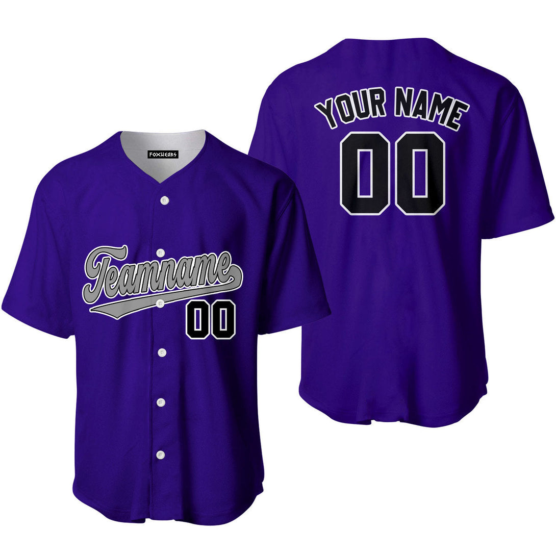 Custom Gray Black And Purple Custom Baseball Jerseys For Men & Women