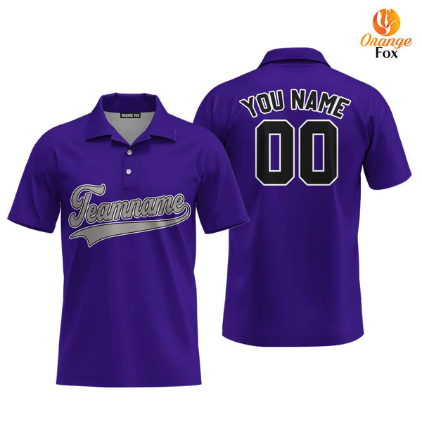 Custom Gray Black And Purple Custom Polo Shirt For Men