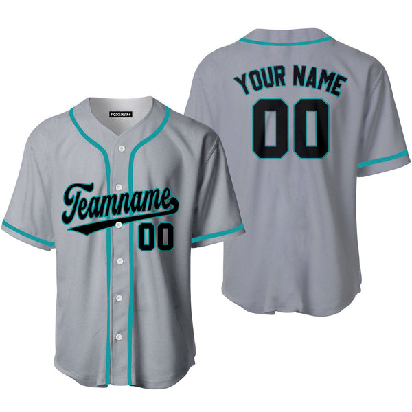 Custom Gray Black Aqua Custom Baseball Jerseys For Men & Women