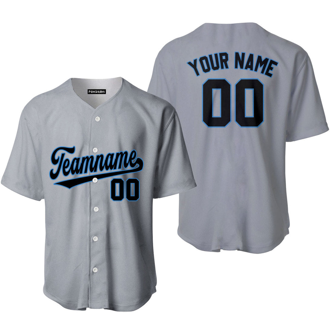 Custom Gray Black Light Blue Custom Baseball Jerseys For Men & Women