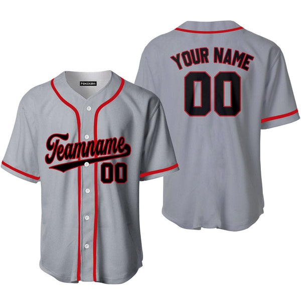 Custom Gray Black Red Custom Baseball Jerseys For Men & Women