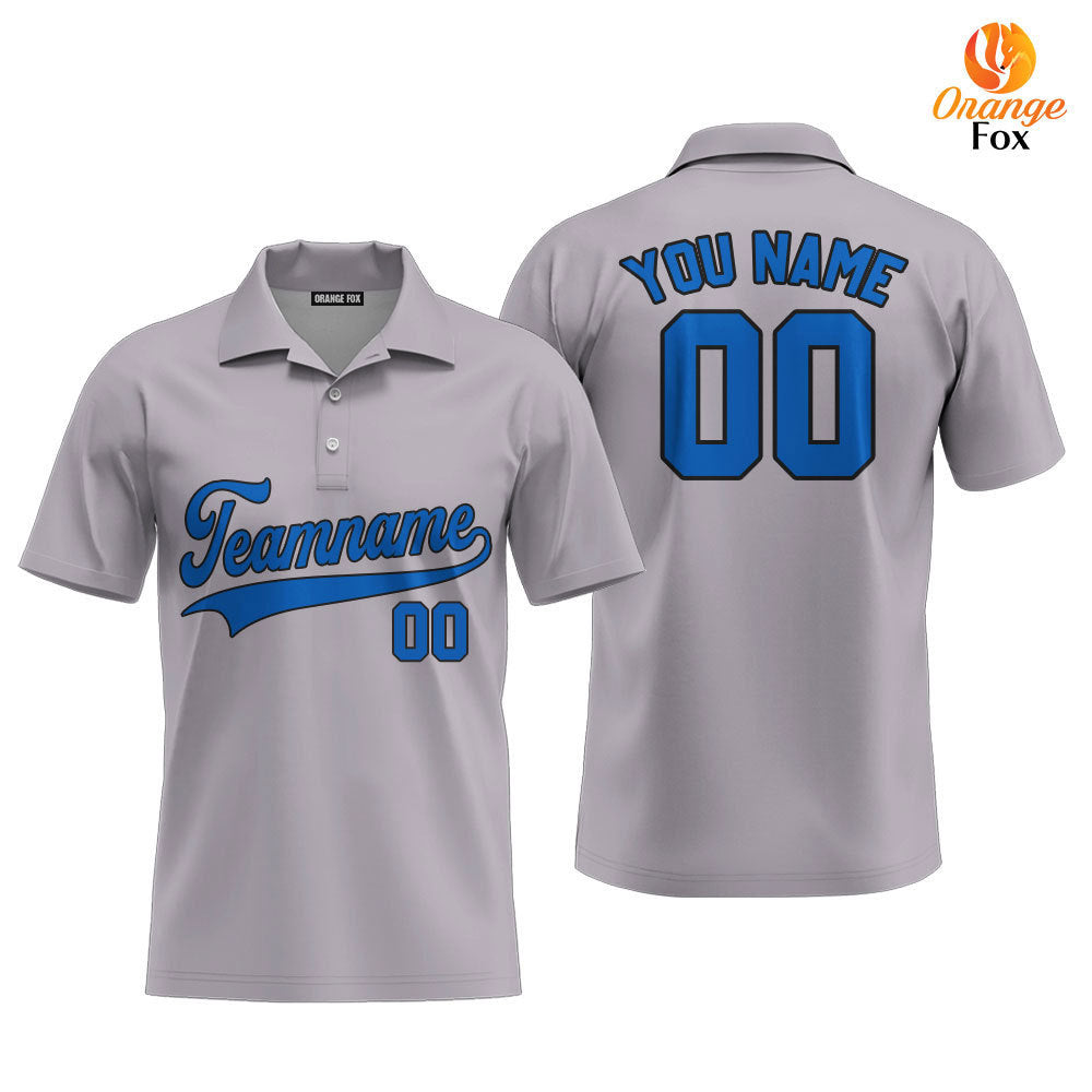 Custom Gray Blue - Black Custom Polo Shirt For Men