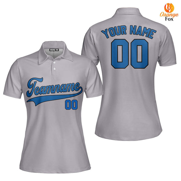 Custom Gray Blue - Black Custom Polo Shirt For Women