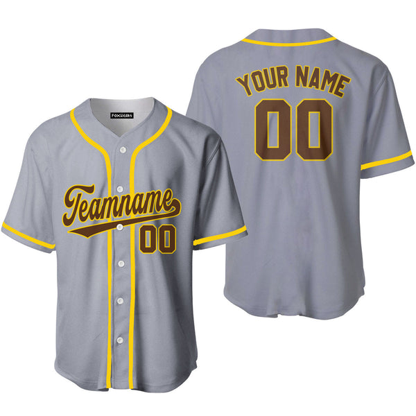 Custom Gray Brown Gold Custom Baseball Jerseys For Men & Women