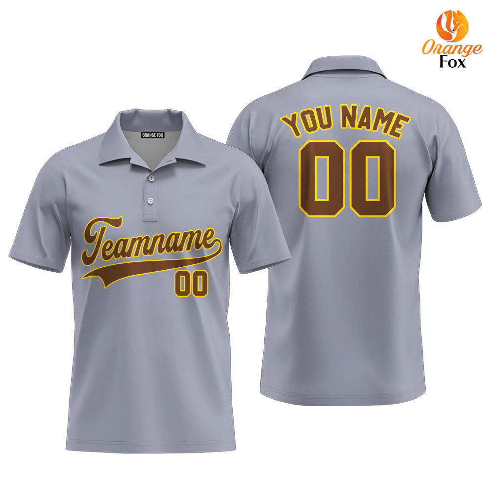 Custom Gray Brown - Gold Custom Polo Shirt For Men