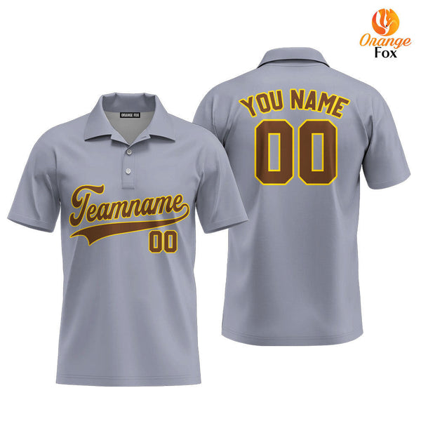 Custom Gray Brown - Gold Custom Polo Shirt For Men