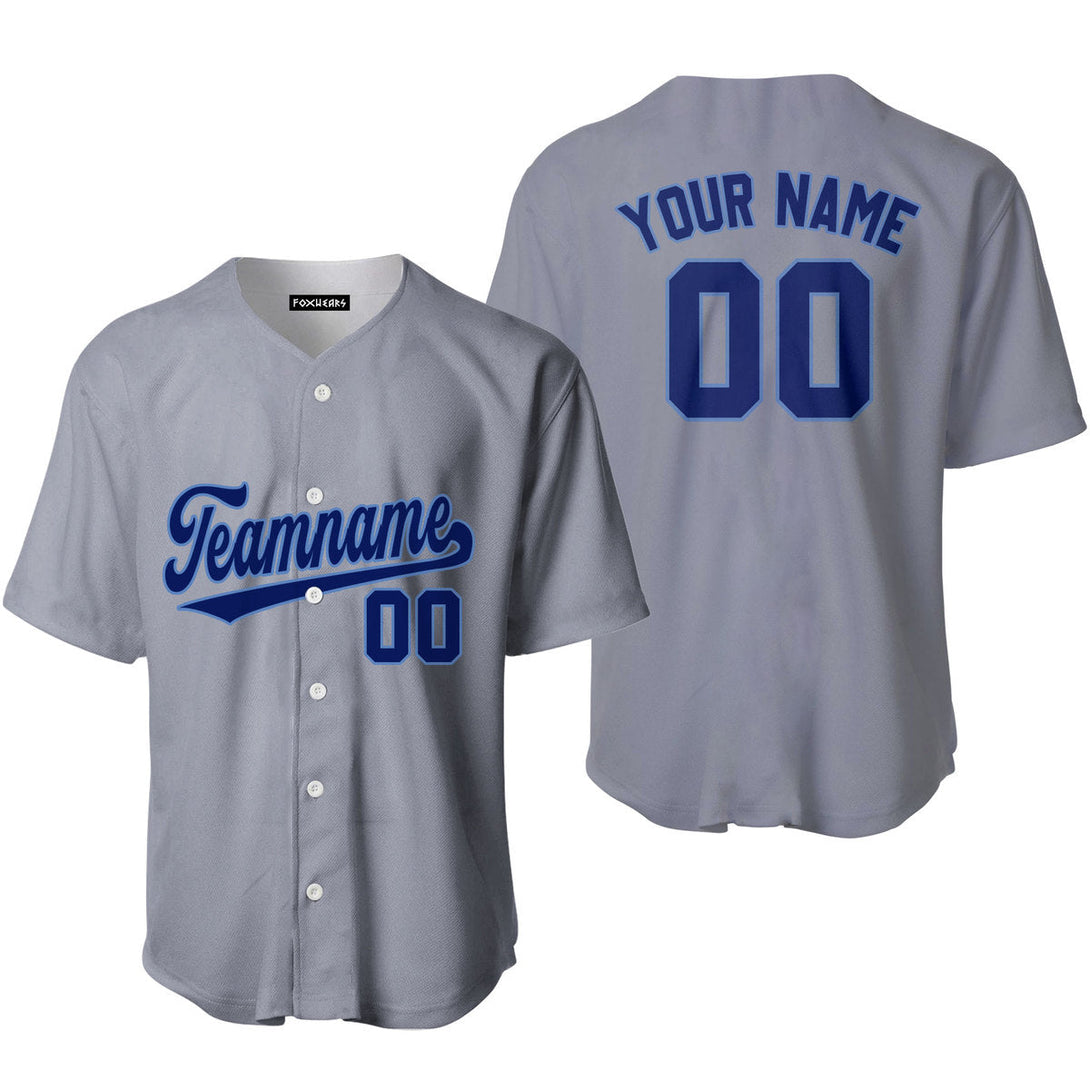 Custom Gray Dark Blue Powder Blue Custom Baseball Jerseys For Men & Women