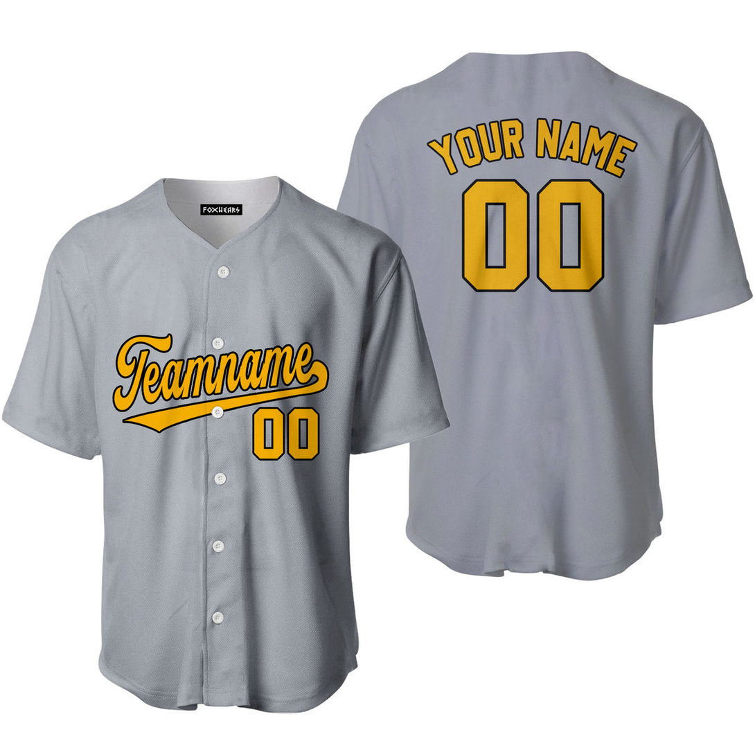 Custom Gray Gold Black Custom Baseball Jerseys For Men & Women