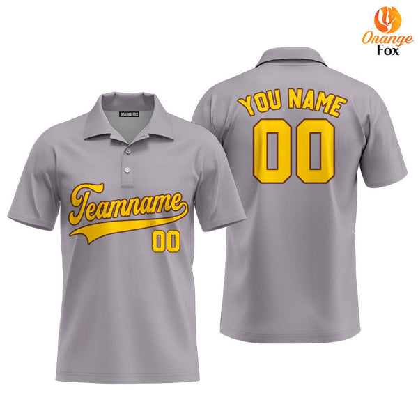 Custom Gray Gold Brown Custom Polo Shirt For Men