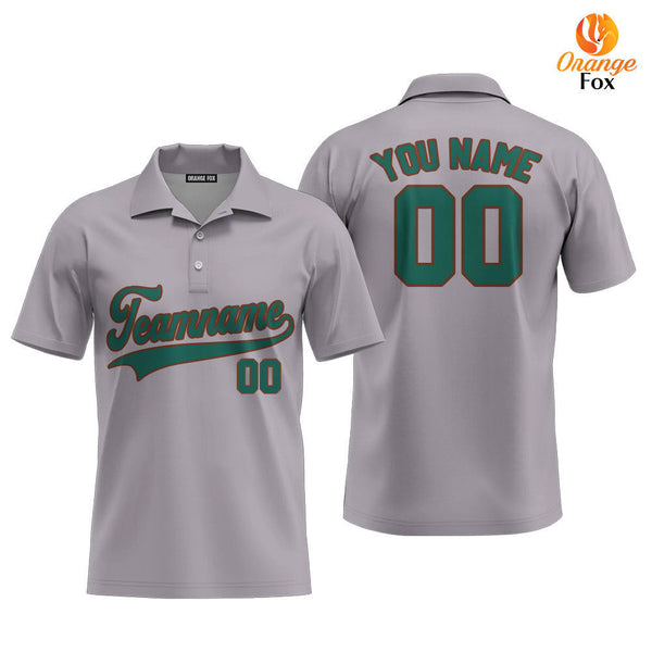 Custom Gray Kelly Green Brown Custom Polo Shirt For Men