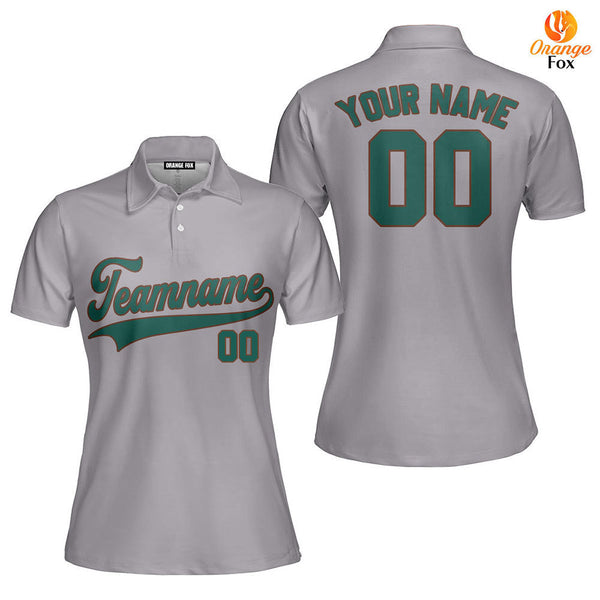 Custom Gray Kelly Green Brown Custom Polo Shirt For Women