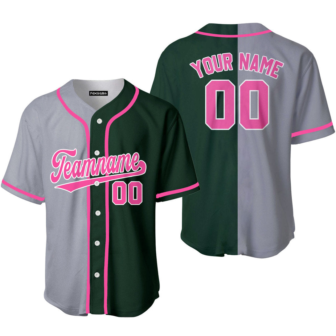Custom Gray Kelly Green Pink Split Fashion Baseball Jerseys For Men & Women