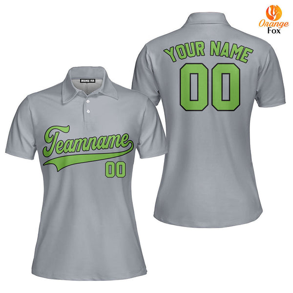 Custom Gray Neon Green - Black Custom Polo Shirt For Women