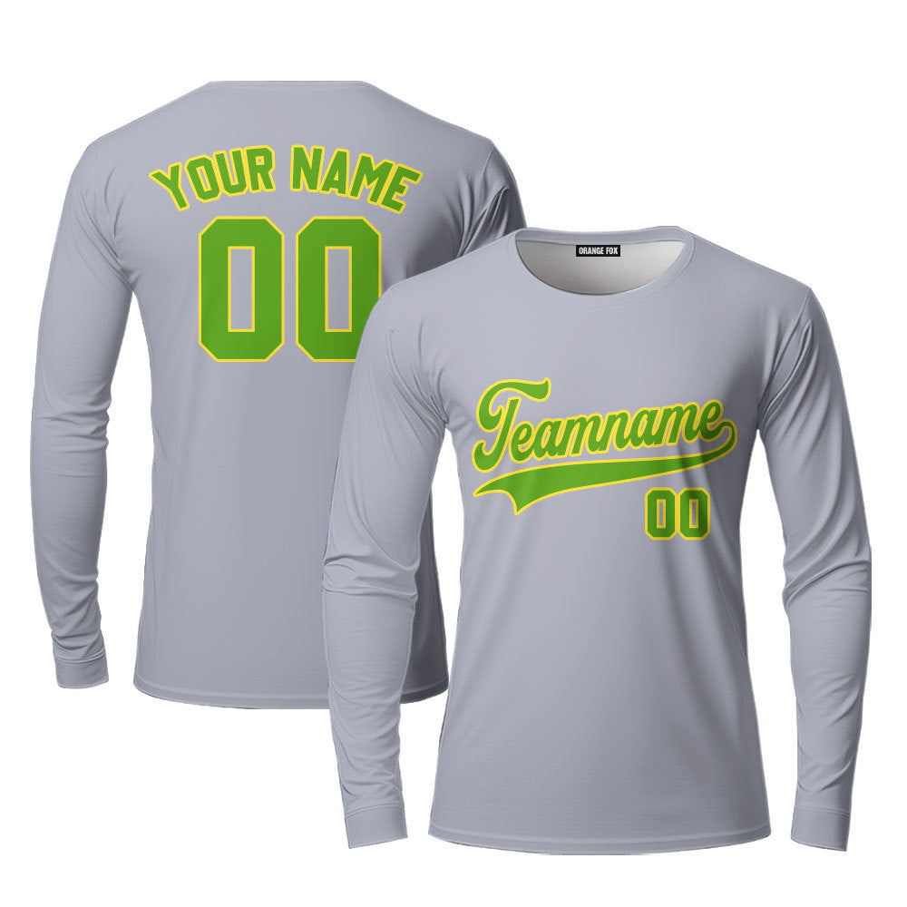 Custom Gray Neon Green - Gold Custom Long Sleeve T-Shirt For Men & Women