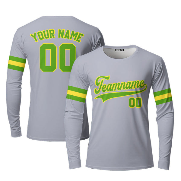 Custom Gray Neon Green - Gold Custom Long Sleeve T-Shirt For Men & Women