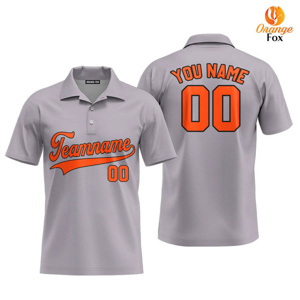 Custom Gray Orange - Black Custom Polo Shirt For Men