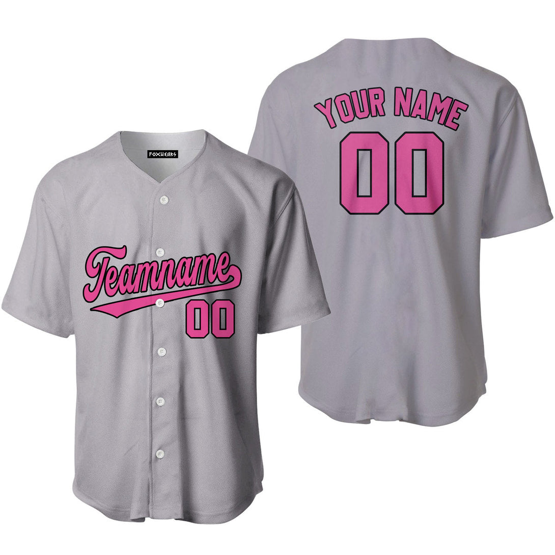 Custom Gray Pink Black Custom Baseball Jerseys For Men & Women