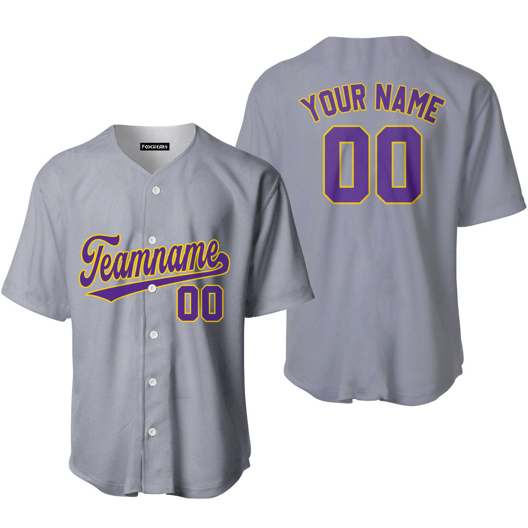 Custom Gray Purple Gold Custom Baseball Jerseys For Men & Women