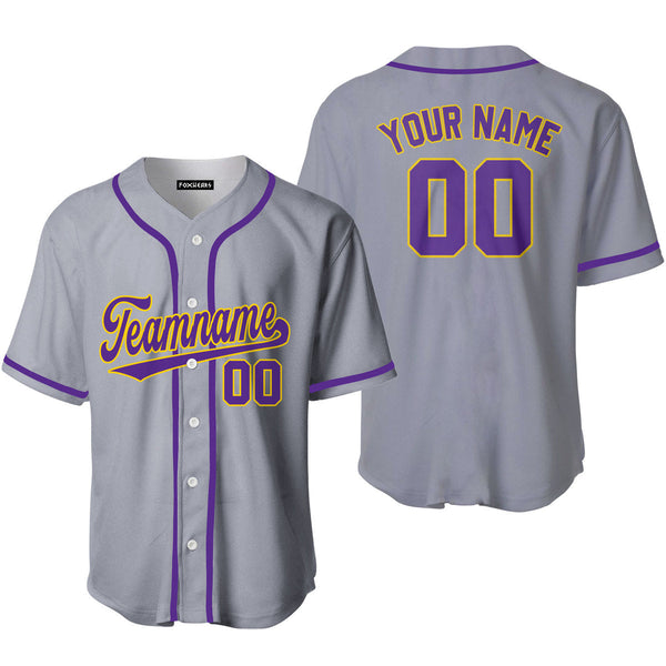 Custom Gray Purple Gold Custom Baseball Jerseys For Men & Women