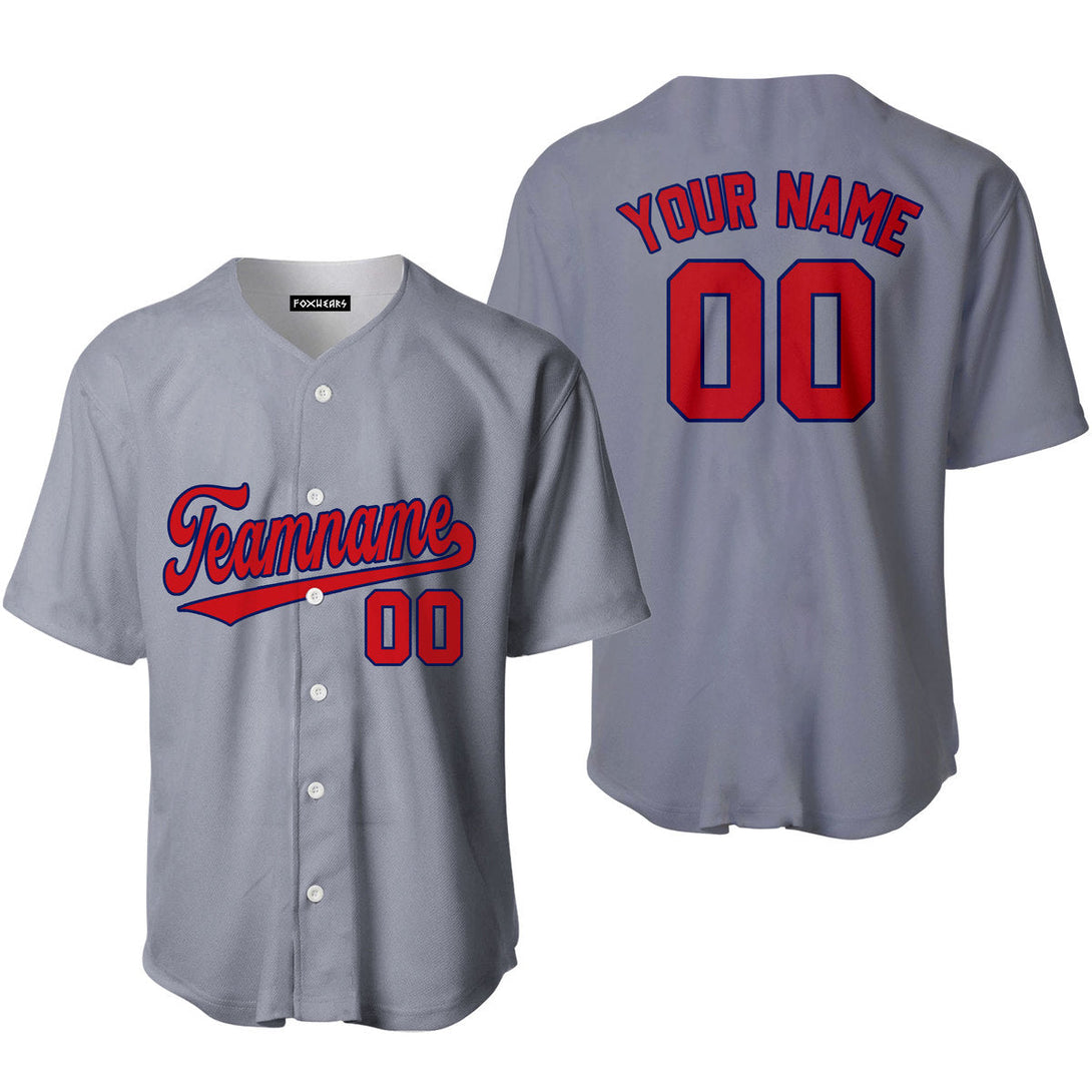 Custom Gray Red Dard Blue Custom Baseball Jerseys For Men & Women