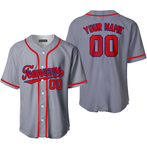 Custom Gray Red Dard Blue Custom Baseball Jerseys For Men & Women