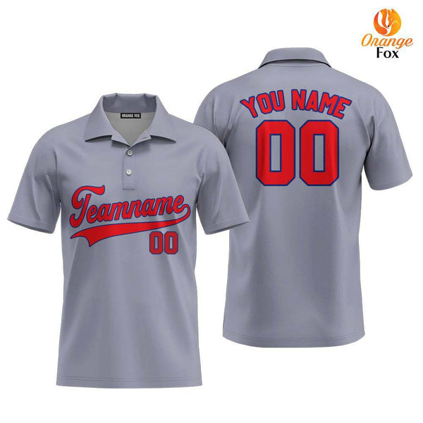 Custom Gray Red Dard Blue Custom Polo Shirt For Men