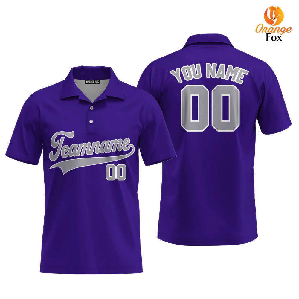 Custom Gray White And Purple Custom Polo Shirt For Men