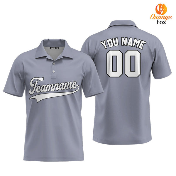 Custom Gray White - Black Custom Polo Shirt For Men