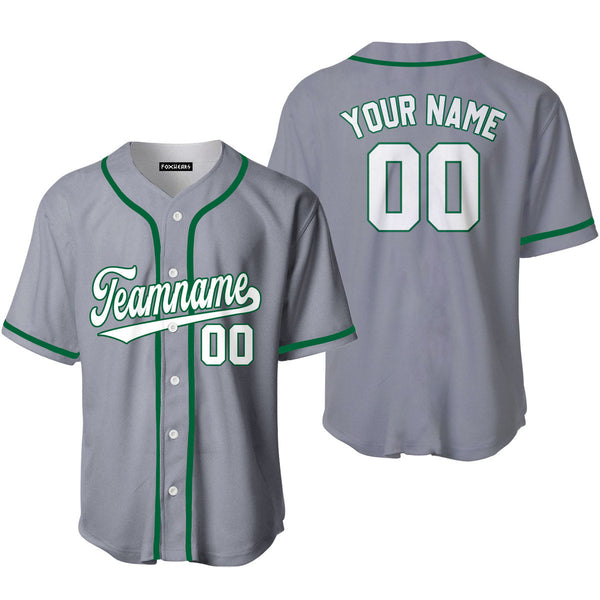 Custom Gray White Kelly Green Custom Baseball Jerseys For Men & Women