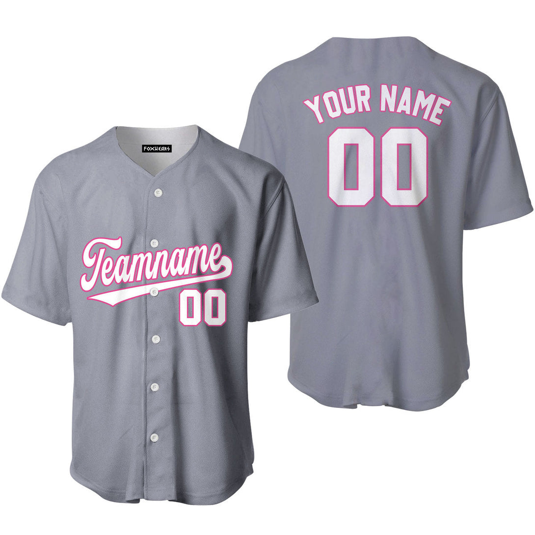 Custom Gray White Pink Custom Baseball Jerseys For Men & Women